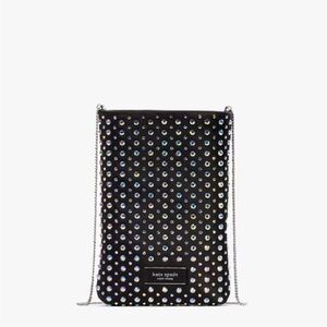 ♠️kate spade Swing Embellished Satin Phone Pouch Crossbody Bag, Black NWT